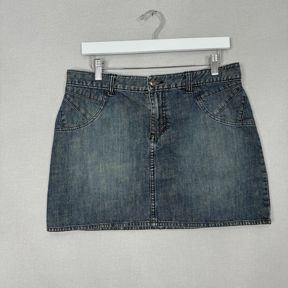 Vintage Armani Exchange Jean Skirt Womens 8 Blue Denim Micro Mini Y2K Grunge